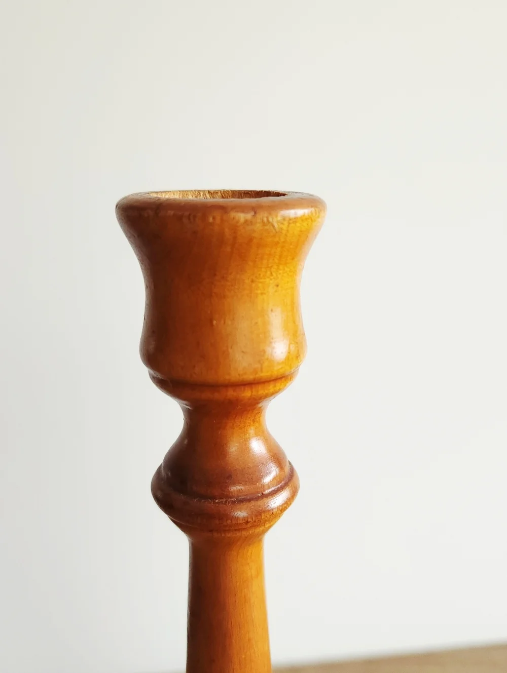 Vintage Turned Wood Candlestick‎ Holder
